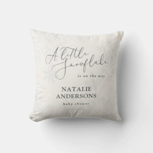 A little snowflake winter baby shower party  throw pillow