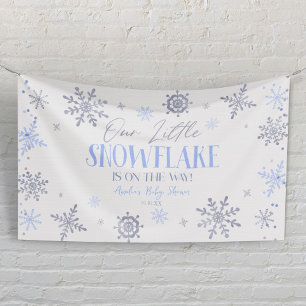 A Little Snowflake Winter Blue Baby Shower Banner