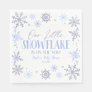 A Little Snowflake Winter Blue Baby Shower Napkin