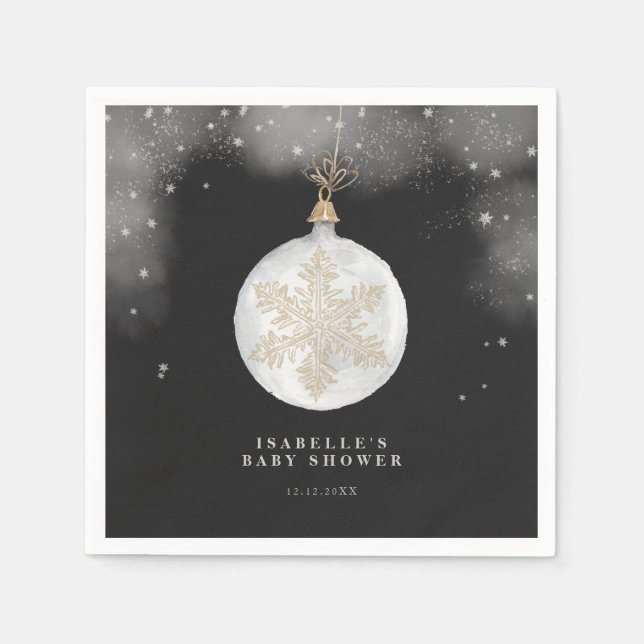 A Little Snowflake Winter Night Baby Shower Napkin (Front)