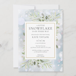 A Little Snowflake Winter Snow Baby Shower Invitation