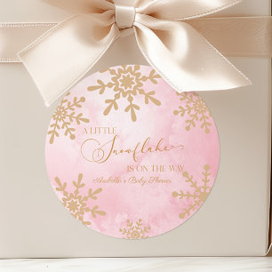 A Little Snowflake Winter Wonderland Baby Shower Classic Round Sticker