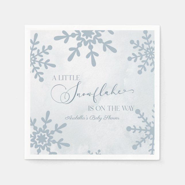 A Little Snowflake Winter Wonderland Baby Shower Napkin (Front)