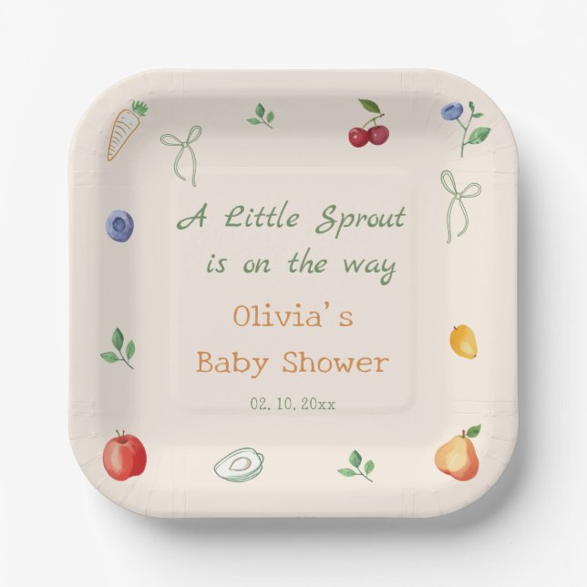 A Little Sprout Baby Shower Paper Plate (Front)