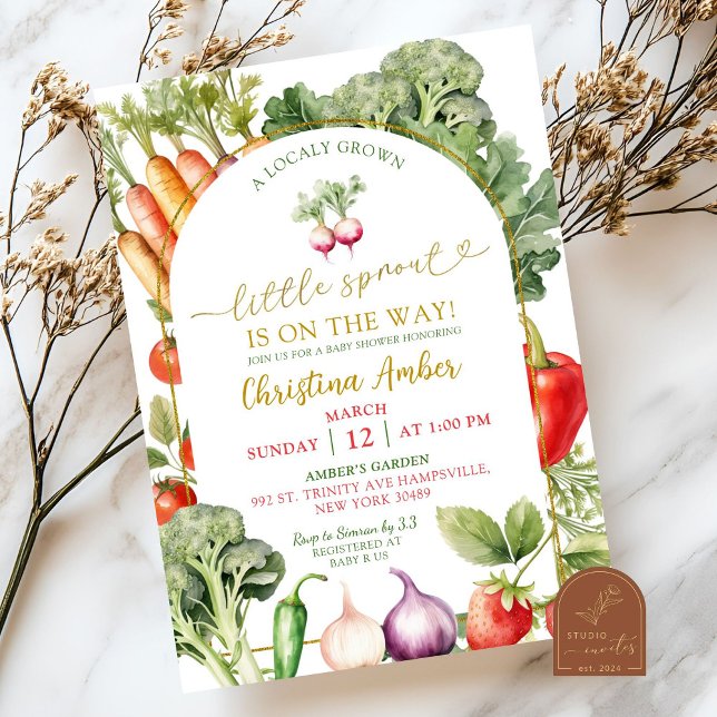 A Little Sprout Is On The Way Baby Shower Invitation (Creator Uploaded)