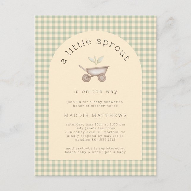 🌱A Little Sprout is on the Way Baby Shower  Postcard (Front)