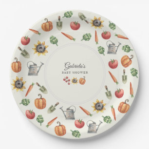A Little Sprout Is On the Way Baby Shower Round Paper Plate