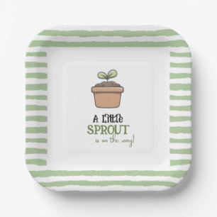 A Little Sprout on the Way Baby Shower Invitation Paper Plate