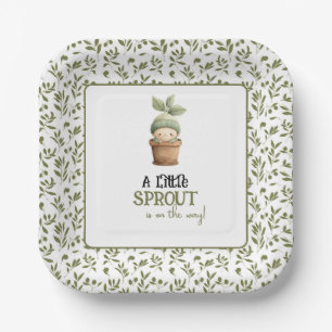 A Little Sprout on the Way Baby Shower Invitation  Paper Plate