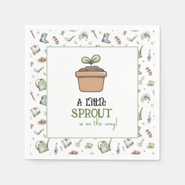A Little Sprout on the Way Baby Shower Napkins (Front)
