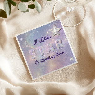 A Little Star Is Landing Celestial Baby Shower Napkin