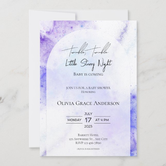 A Little Starry Night Baby Shower Invitation (Front)