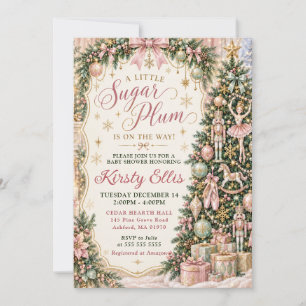 A Little Sugar Plum Is on the Way Baby Shower Invitation
