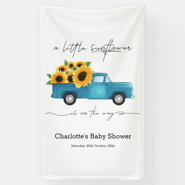 A Little Sunflower Is On The Way Baby Shower Banner (Vertical)
