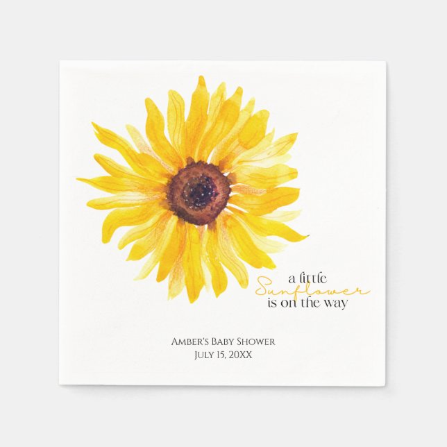 A Little Sunflower is on the Way Shower Napkins (Front)