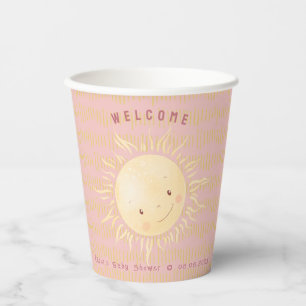 A Little Sunshine Pink Personalized Paper Cups