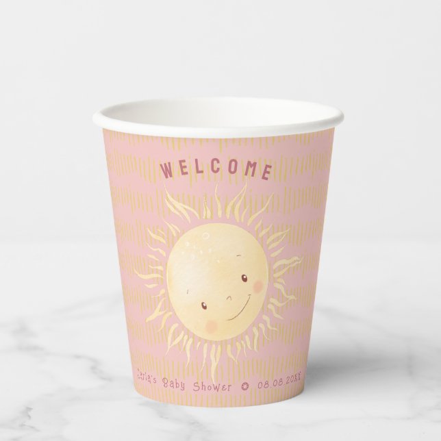  A Little Sunshine Pink Personalized  Paper Cups (Front)