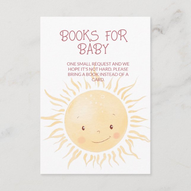 A Little Sunshine Shower Request for Books Enclosure Card (Front)