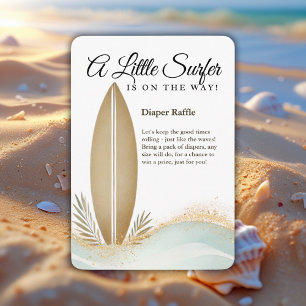 A Little Surfer Minimalist Gold Baby Shower Enclosure Card