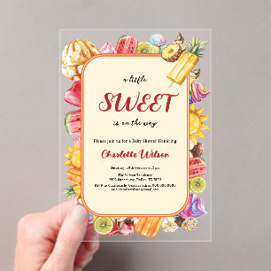 A Little Sweet Is On The Way Ice Cream Baby Shower Acrylic Invitations