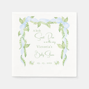 A Little Sweet Pea Blue Boy Baby Shower Napkin