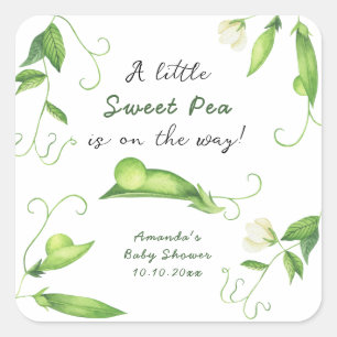 A Little Sweet Pea Is On The Way Baby Shower Square Sticker