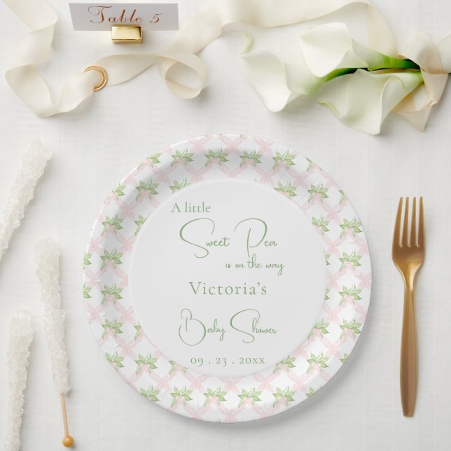 A Little Sweet Pea Pink Girl Baby Shower Paper Plate (Wedding)