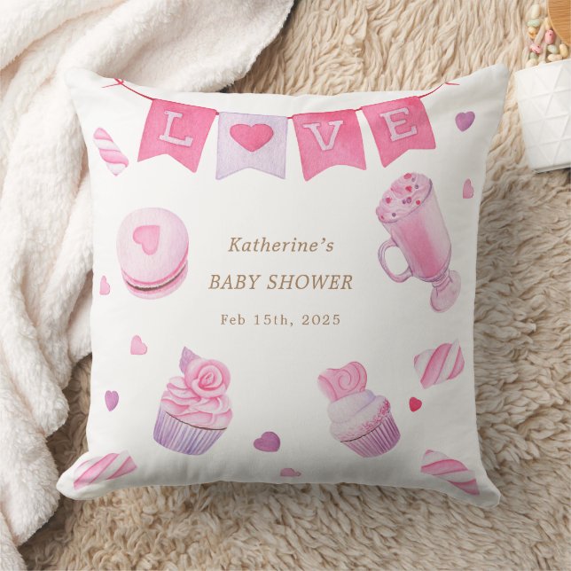 A Little Sweetheart Baby Shower Throw Pillow (Blanket)