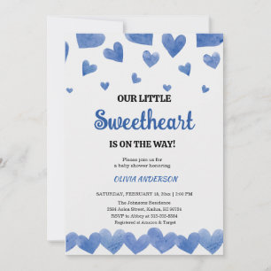 A Little Sweetheart Blue Valentine Baby Shower  Invitation