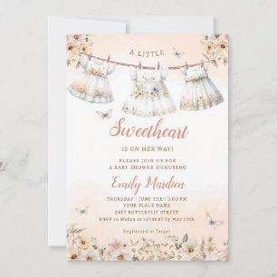 A little sweetheart Boho Clothes Girl Baby Shower  Invitation
