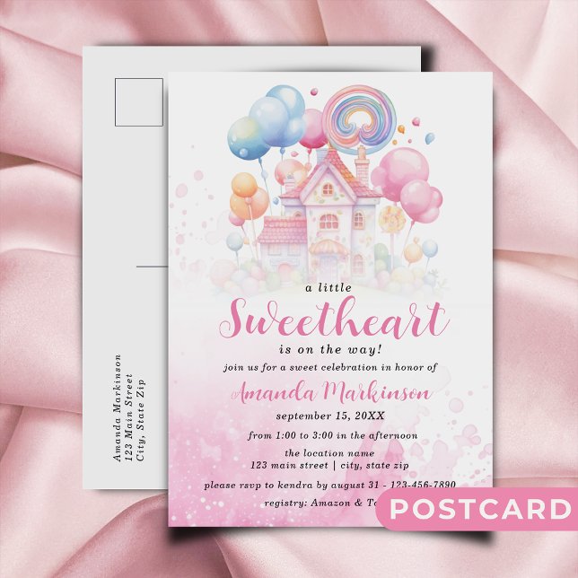 A Little Sweetheart Candy Baby Shower Invitation Postcard (Creator Uploaded)