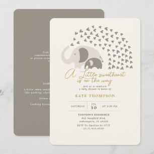 A little Sweetheart Elephant Neutral Baby Shower Invitation