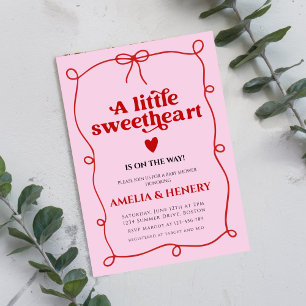 A Little Sweetheart Girl hearts Baby Shower Invita Invitation