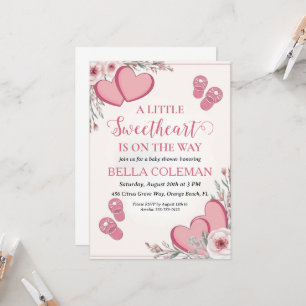 a little sweetheart is on the way baby shower invitation