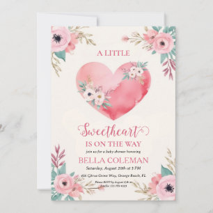 a little sweetheart is on the way baby shower invitation