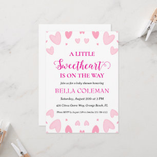 a little sweetheart is on the way baby shower invitation