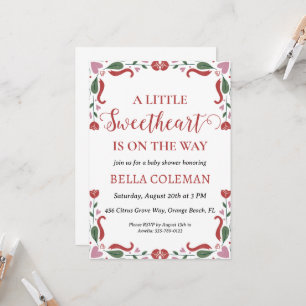 a little sweetheart is on the way baby shower invitation