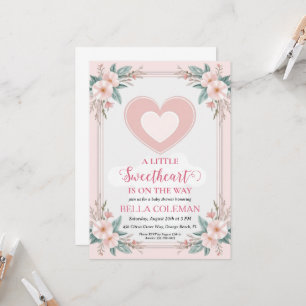 a little sweetheart is on the way baby shower invitation