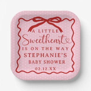 A Little Sweetheart Is On The Way Girl Baby Shower Paper Plate