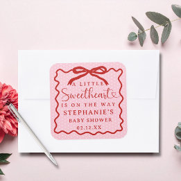 A Little Sweetheart Is On The Way Girl Baby Shower Square Sticker
