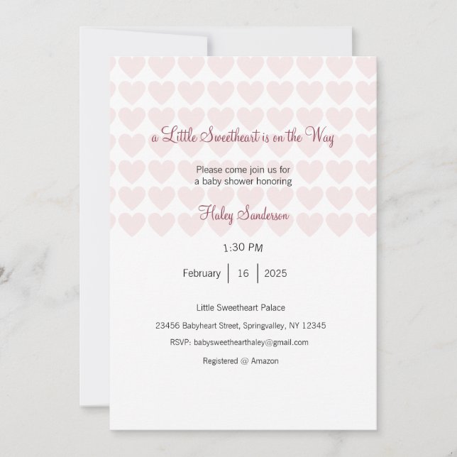 A Little Sweetheart is on the Way Invitation (Front)