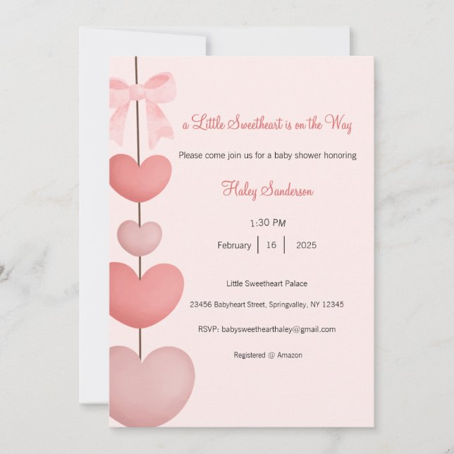 A Little Sweetheart is on the Way Invitation (Front)
