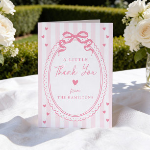 A Little Sweetheart Pink Bow Baby Shower Thank You Card