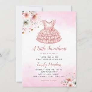 A little sweetheart pink Clothes Girl Baby Shower Invitation