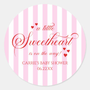 A Little Sweetheart Pink Red Hearts Baby Shower Classic Round Sticker