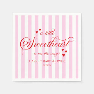 A Little Sweetheart Pink Red Hearts Baby Shower Napkin