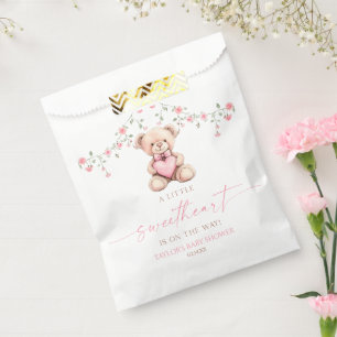 A Little Sweetheart Pink Teddy Bear Baby Shower Favour Bag