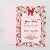 A Little Sweetheart Red Bow Baby Shower Girl