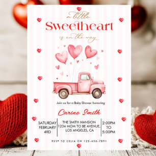 A  Little Sweetheart truck Baby Shower  Invitation