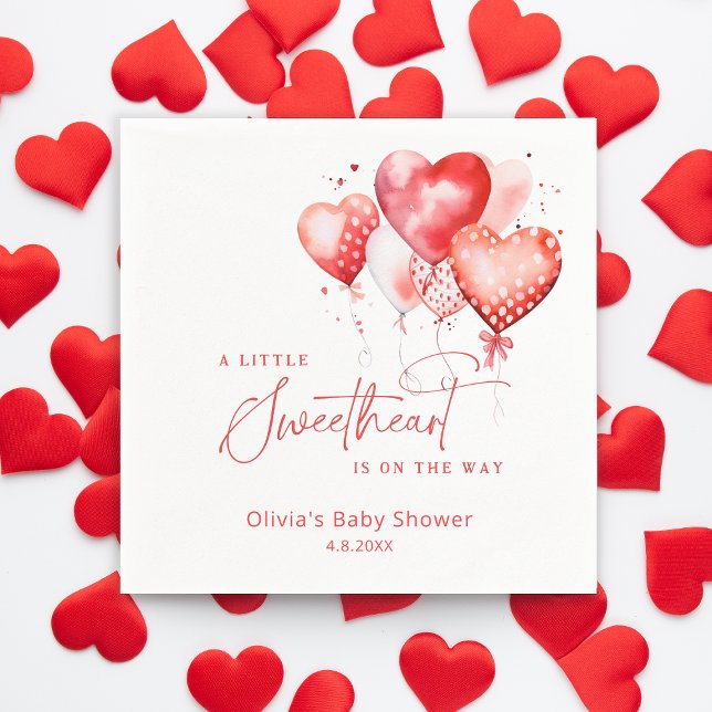 A Little Sweetheart Valentine Baby Shower Napkin (Creator Uploaded)